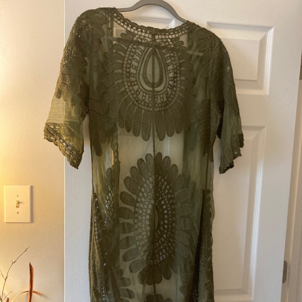 Embroidered Duster, Olive